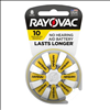 Rayovac 1.4V Type 10 (Yellow) Zinc Air Battery - 8 Pack - 0