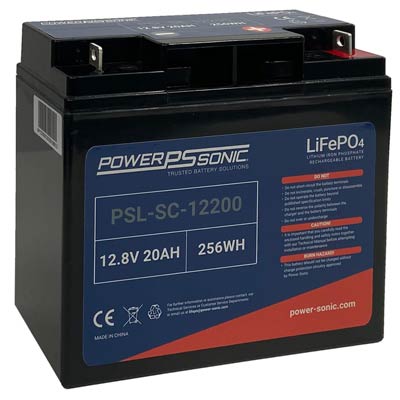 Power Sonic 12.8V 20AH Lithium Iron Phosphate Battery with C Terminals