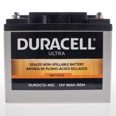 Duracell Ultra 12V 40AH Deep Cycle AGM SLA Battery with M6 Insert Termina