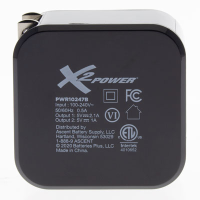 X2Power 3 Amp AC Wall Charger with Dual USB Ports