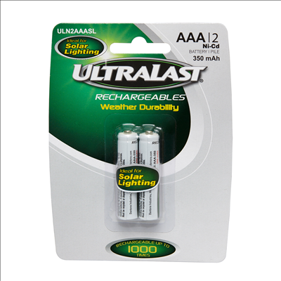 Ultra Last Nickel Cadmium AAA Solar Powered Lighting Rechargeable Battery - 2 Pack