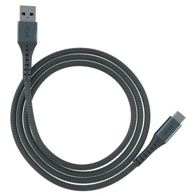 Ventev chargesync 10-Foot USB-C Data and Charging Cable - Braided Steel Gray