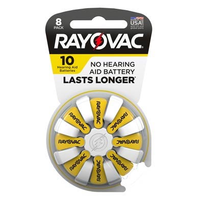 Rayovac 1.4V Type 10 (Yellow) Zinc Air Battery - 8 Pack