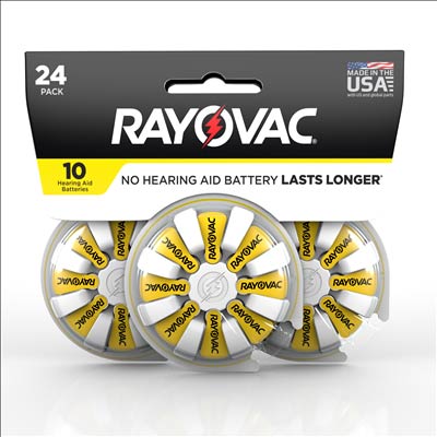 Rayovac 1.4V Type 10 (Yellow) Zinc Air Battery - 24 Pack