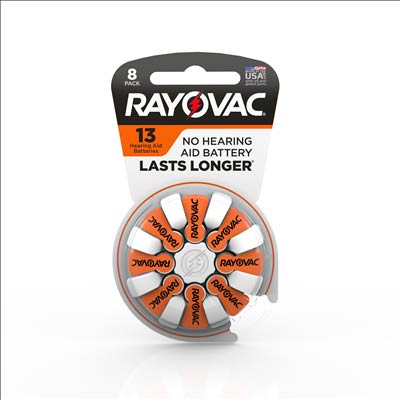 Rayovac 1.4V Type 13 (Orange) Zinc Air Battery - 8 Pack